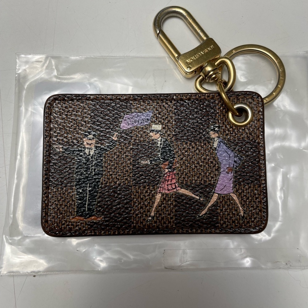 Louis vuitton illustre damier ebene key chain/ charm /Rare